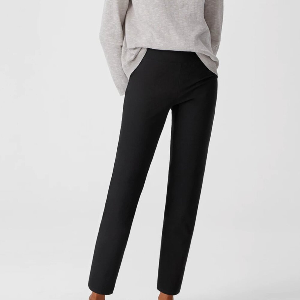 Eileen Fisher Stretch Crepe High Waist Slim Ink Blue Size Medium
